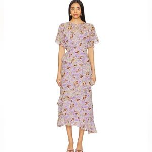 Astr Lavender Floral Midi Dress
